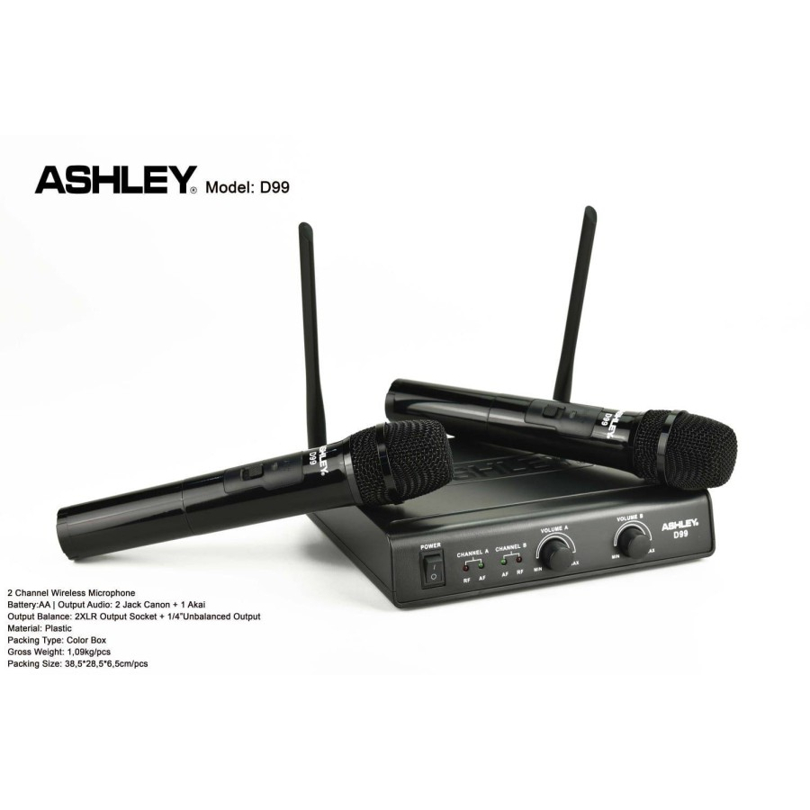 Mic Wireless Ashley D99 / Mic Ashley D 99 Produk Ashley 2 Mic Original