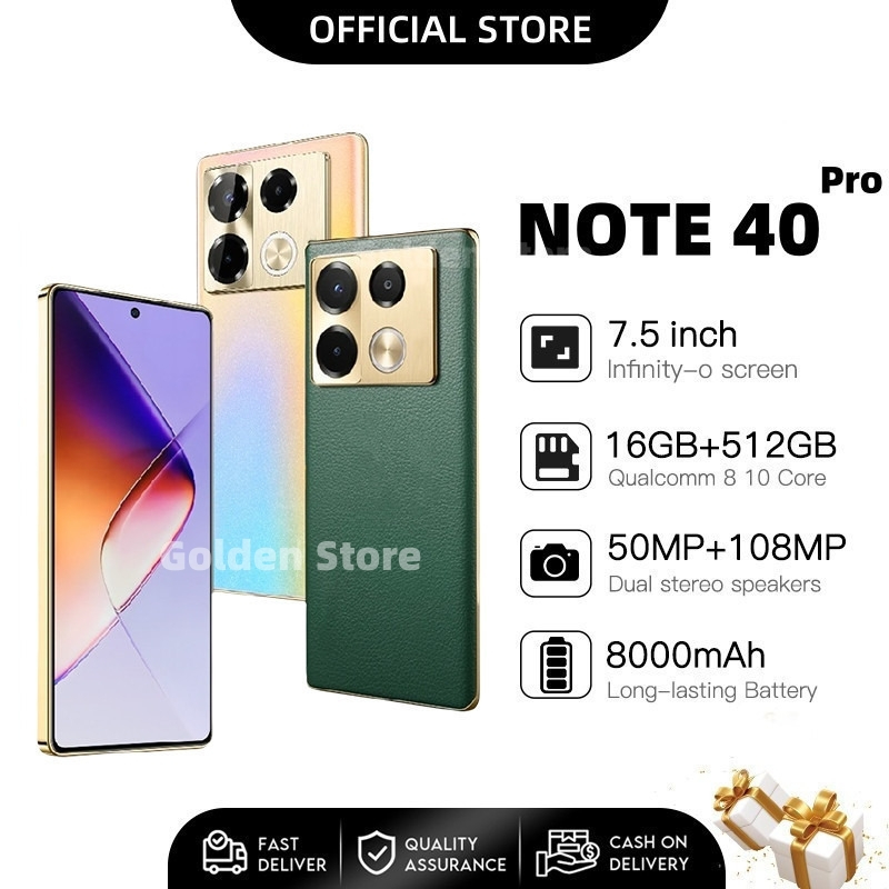 100% Baru hp NOTE 40 Pro 5G NFC Bisa COD Asli Android 13 Murah RAM 16GB +512GB ROM 7.5inci HD Kamera