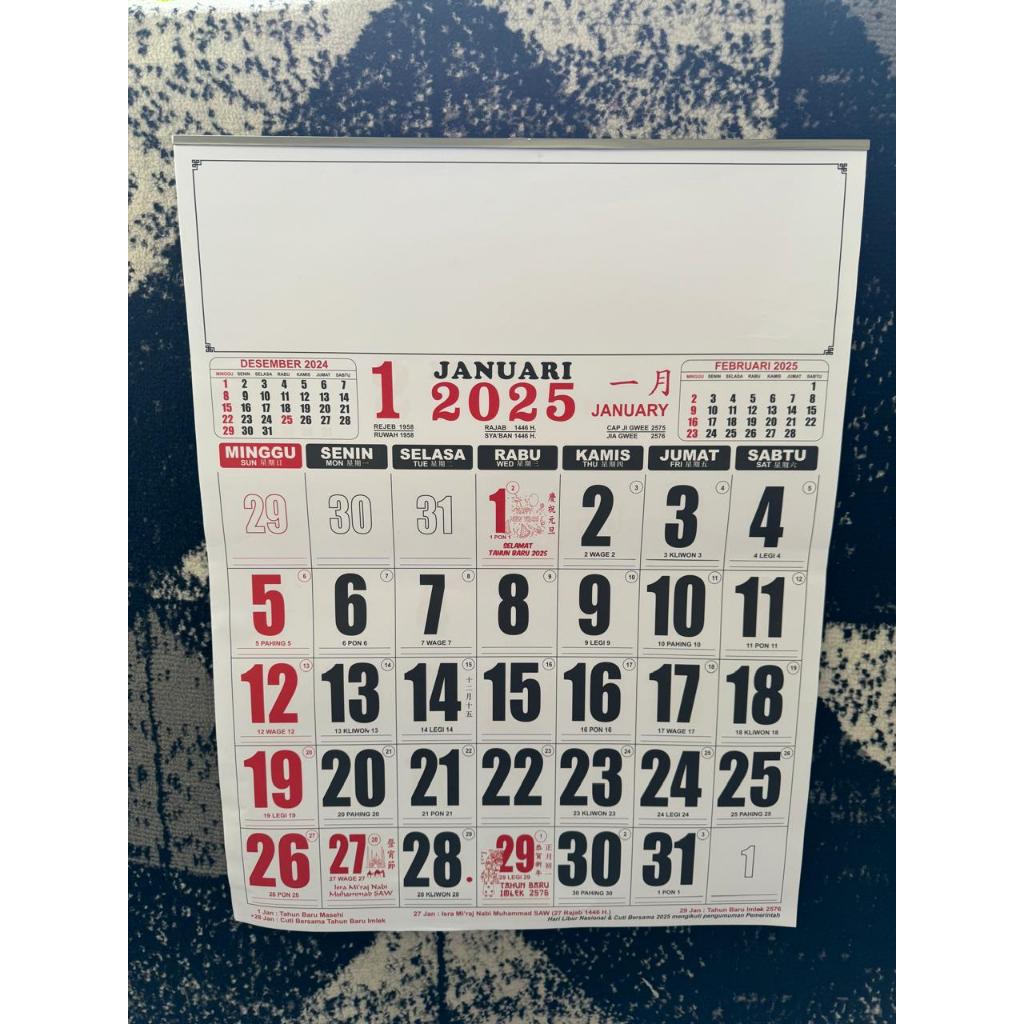 

KALENDER KERJA TAHUN 2025 UKURAN JUMBO / BESAR / KECIL new ARRIVAL