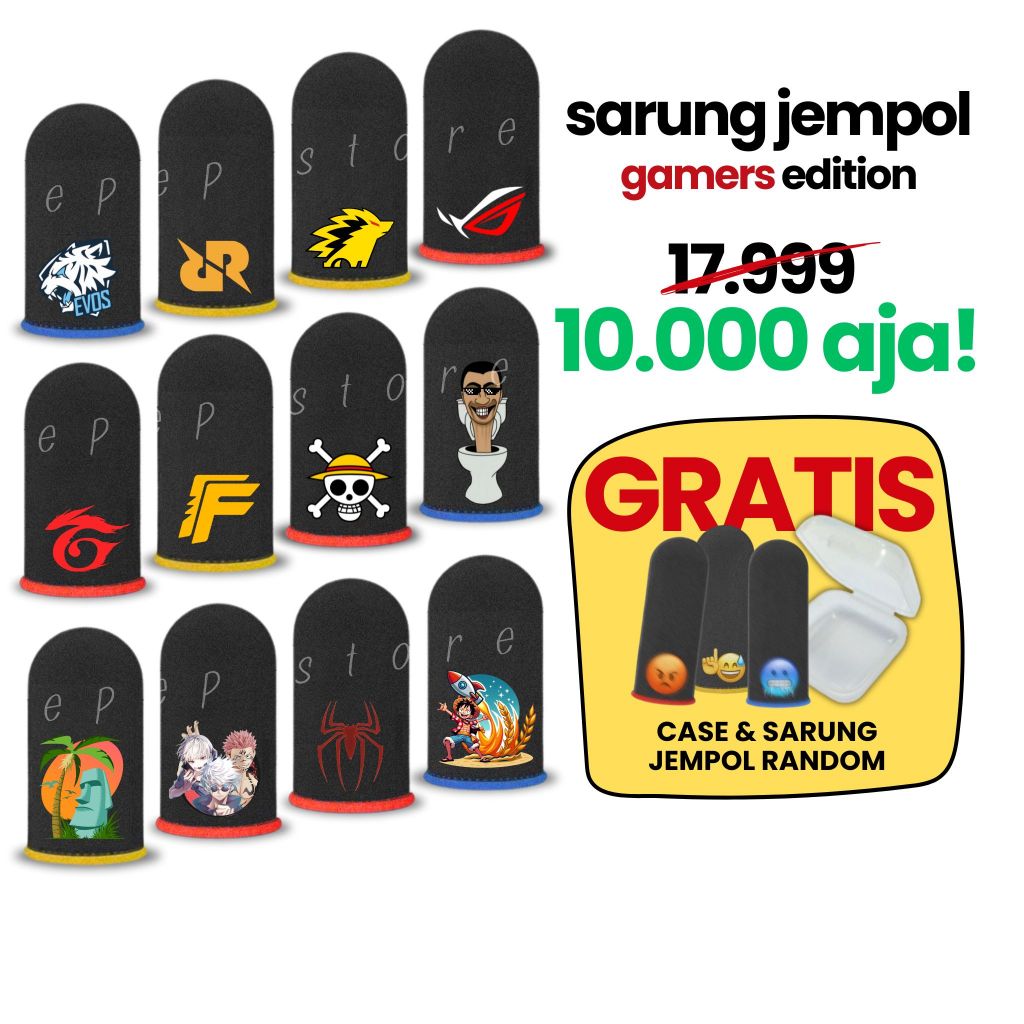 Sarung Jempol eSports Custom Emote Anime Edition untuk Game FF/FREE FIRE, Mobile Legends, ONIC, EVOS