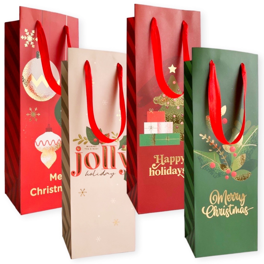 

Pinky Bee Kantong Kertas / Paper Bag Natal Botol Wine Jolly 35x12x10cm 70200300