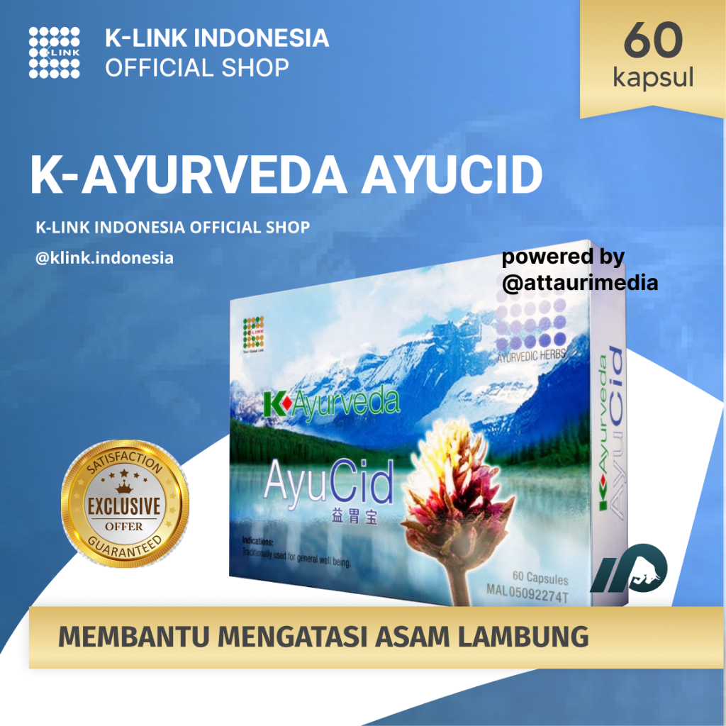 [EXCLUSIVE] K-Ayurveda AyuCid (1 Box isi 60 Kapsul) Mengurangi Gas (Perut kembung), Gerd, Asam Lambu