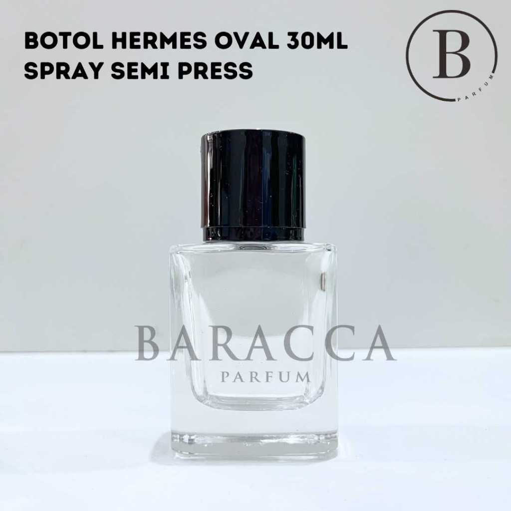 Botol Parfum Hermes 30ML Semi Press Tutup Oval Hitam - Botol Parfum Kosong Hermes - Botol Hermes 30M