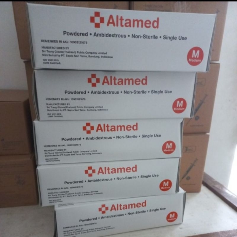 Sarung Tangan Latex Altamed / Altamed Latex Glove isi 100's Putih