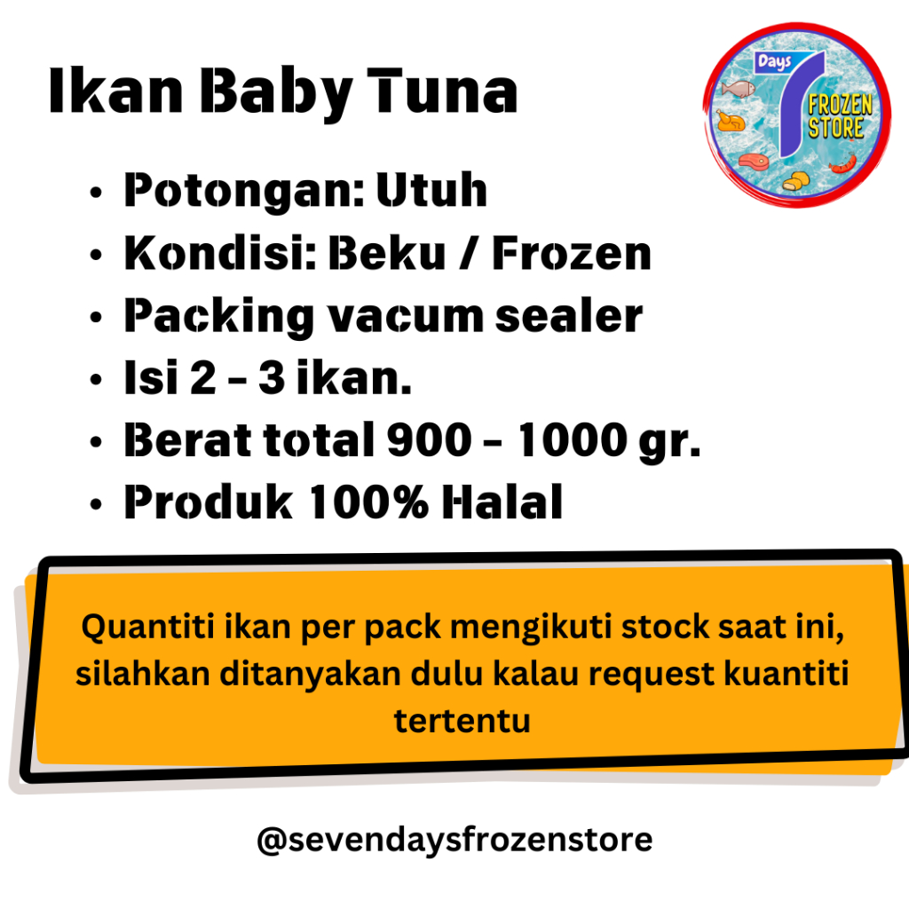 

Ikan Baby Tuna Beku Frozen 1 Kg Halal Segar
