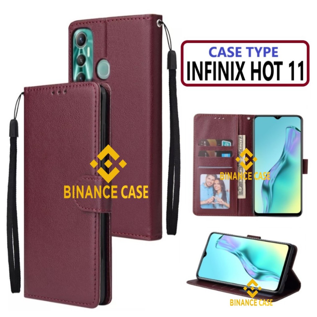 LEATHER FLIP CASE INFINIX HOT 11 CASE KULIT FLIP WALLET LEATHER KULIT PREMIUM SARUNG BUKA TUTUP KESI