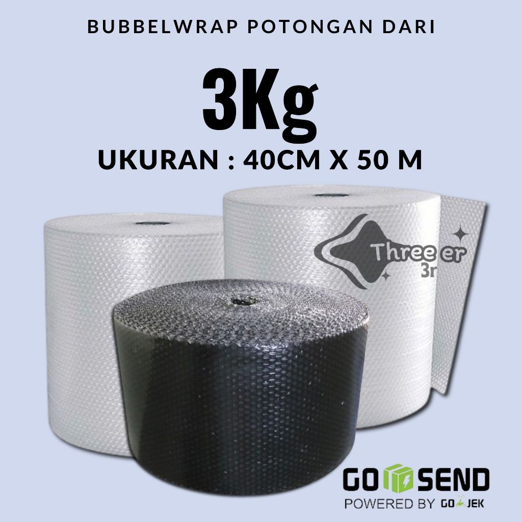 

Bubbelwrap 40cmx50m Hitam Bening Potongan dari 3Kg Super Tebal Gelembung Kuat Termurah Surabaya