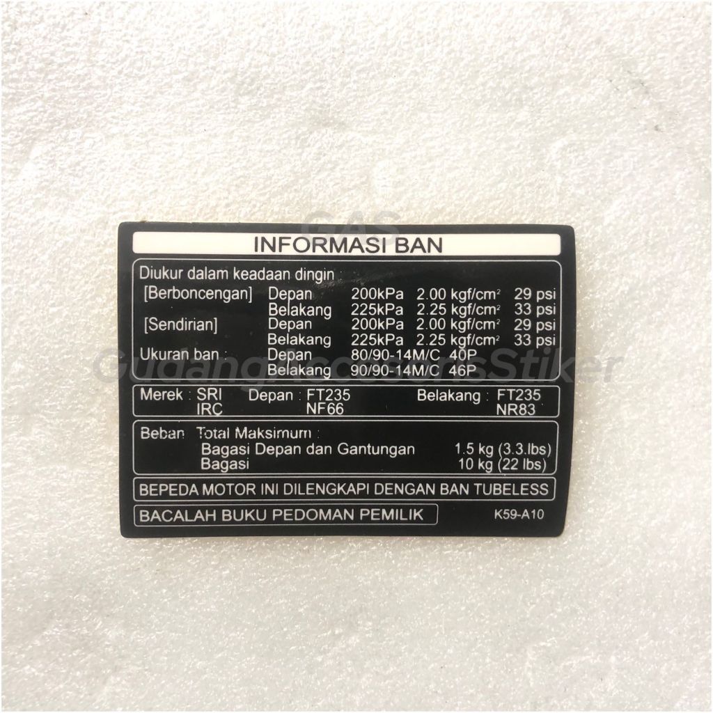 STICKER INFORMASI BAN HONDA MOTOR