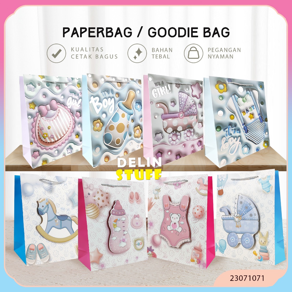 Tas Kado Paper Bag Ulang Tahun Anak Hampers Bayi Perempuan Bayi Laki Laki Goodie Bag (23071071)