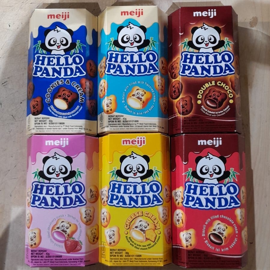 

Cookies meiji hello panda biskuit isi krim 10 pcs @ 42 gram