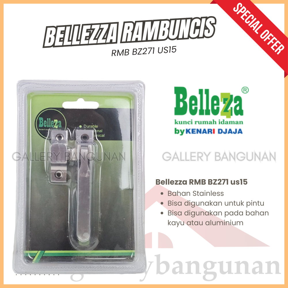 Rambuncis RMB-BZ271 US15 Bellezza Bahan Stainless Steel Kunci Pintu Kamar Mandi SUS 304 Grendel BZ27