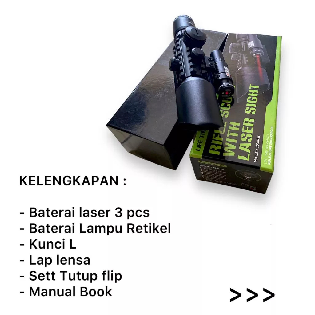 Telescope Teleskop Rifle Scope + Laser Scope ACCURATE M9 LS 3-10x42 E