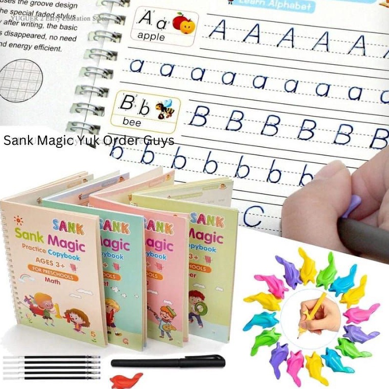 

KODE K85H HELLO4pcs sank magic book buku belajar menulis anak buku angka huruf buku edukasi anak tk sd paud