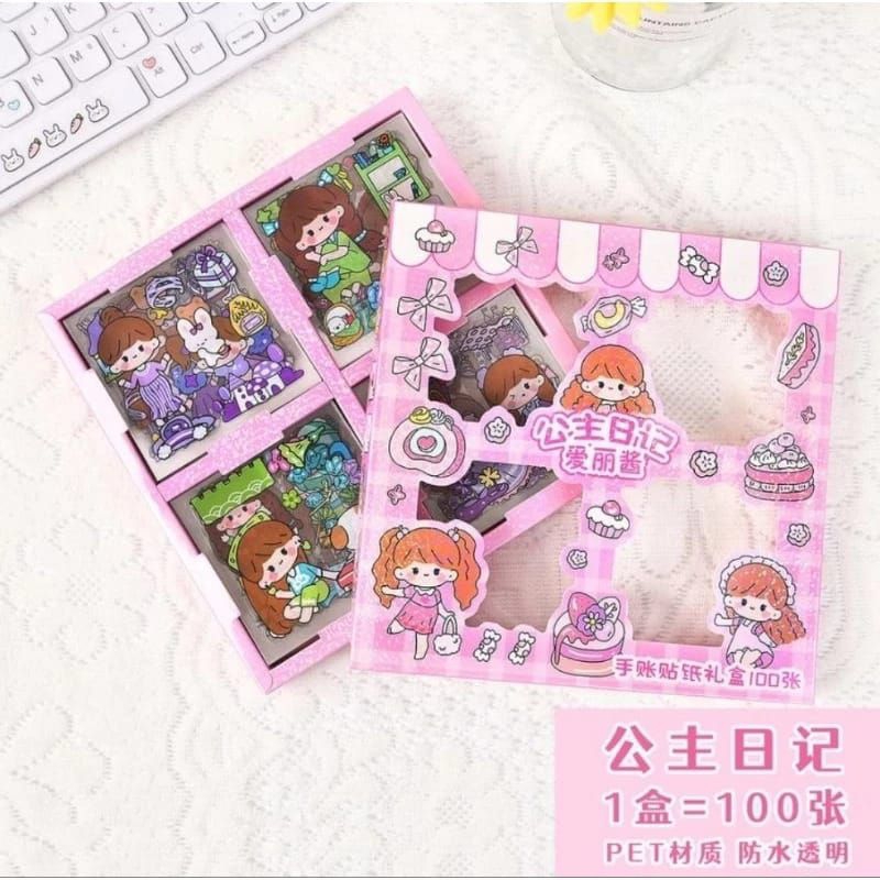 

NINI STIKER KOREA ISI 100 PCS STICKER ELLIE DECO AESTHETIC SCRAPBOOK DIARY JOURNAL BOX 100 Lembar Motif Kartun Lucu Anti Air Dekorasi Handbook Scrapbook DIY