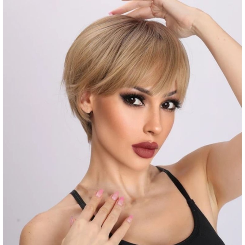 REALISTIC Wig Wanita Korean Style Wig Short Blonde Wig Wanita Pendek Wig Shorty Wig Tomboy Wig Kemo 