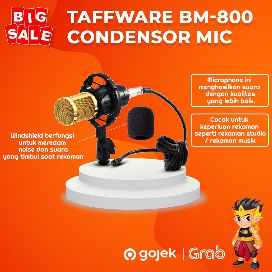 Grosir Terpopuler  Taffware Mic Condenser BM8 Recording Microphone Kondenser Studio BM8 Mikrofon You