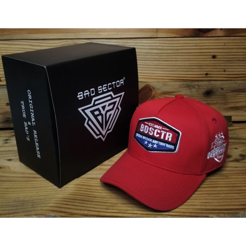 Topi baseball Distro Warna Merah Bordir Depan Pinggir Belakang Pria Wanita Premium COD