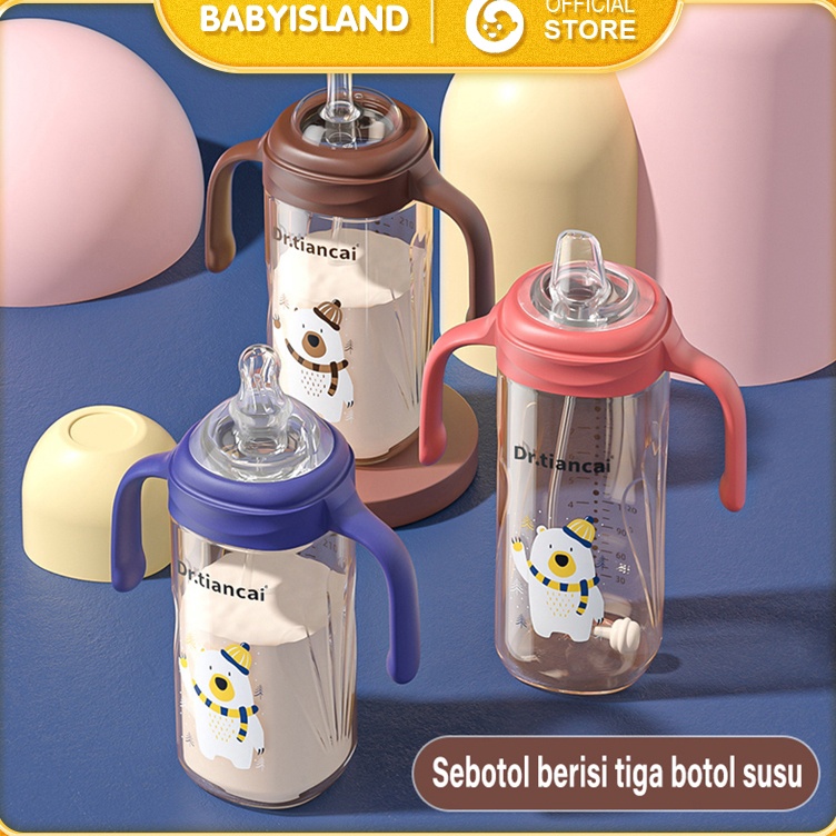 Special Delivery  1 Cangkir 3 Dot Botol Susu Bayi Gelas Anak Anti Tumpah Botol Kartun 32ML Bayi Susu