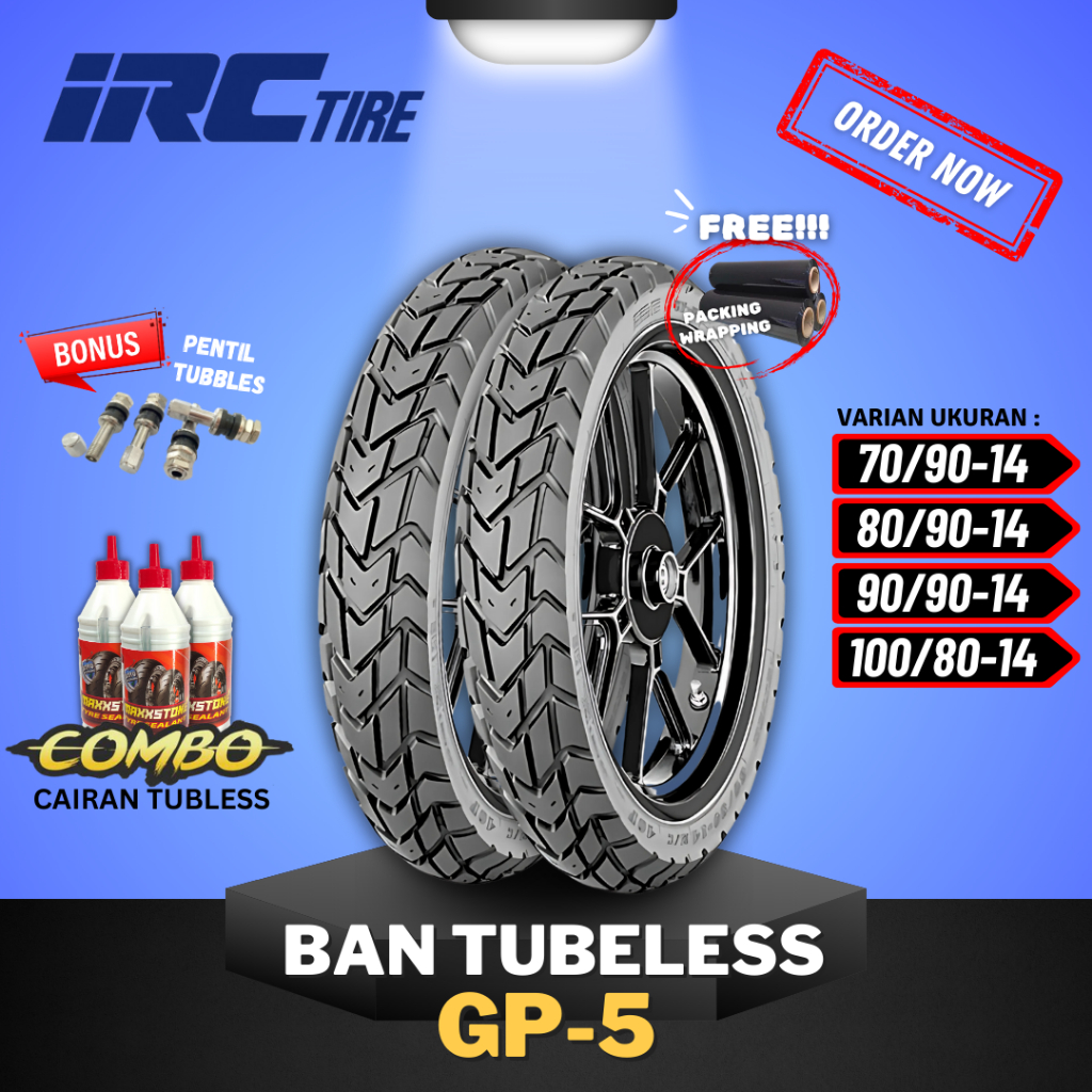 [READY COD] BAN IRC GP5 TUBELESS RING 14 ( 70/90-14 / 80/90-14 / 90/90-14 / 100/80-14 ) IRC RING 14 
