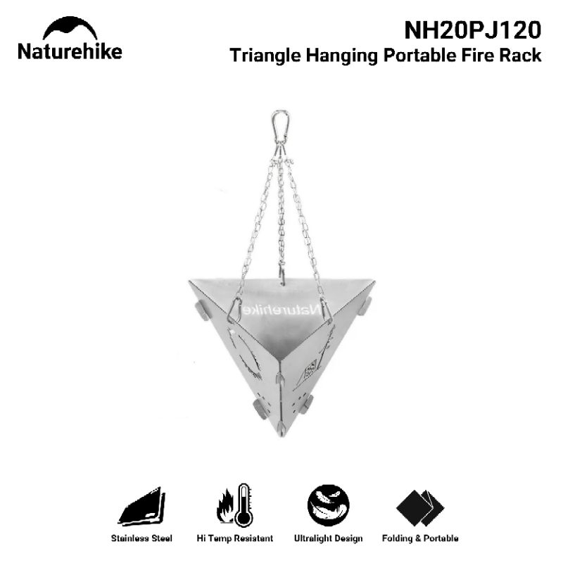 TRIANGLE WOOD BURNER NATUREHIKE NH20PJ120 FIRE RACK BURNING PLATFORM ALAT MASAK CAMPING PIKNIK PENDA
