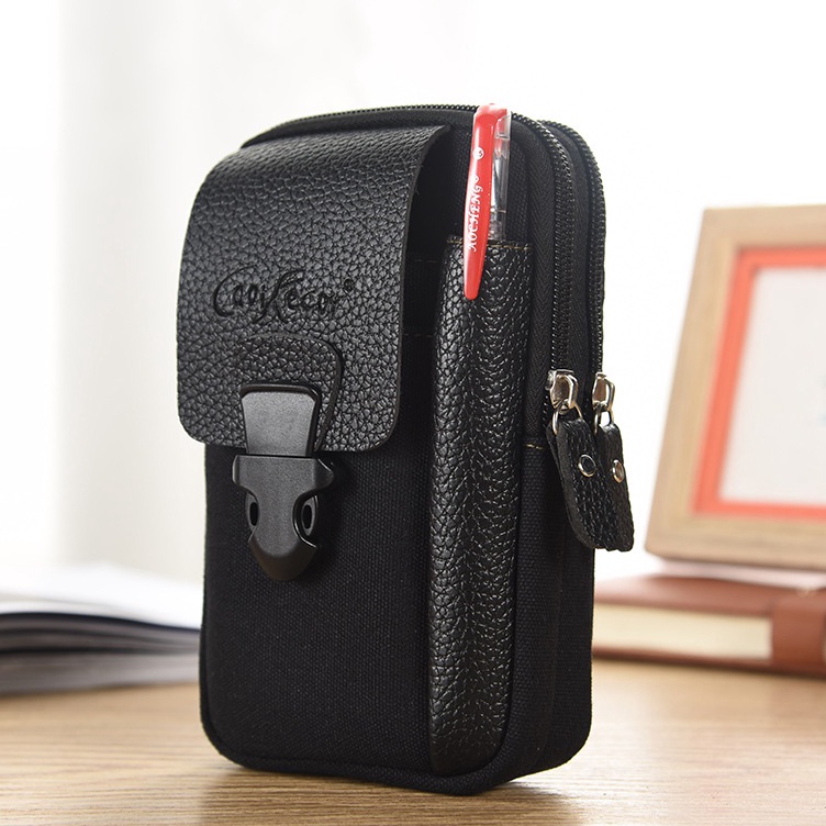 Tas Pinggang Pria Dompet Hp Bahan Kanvas Kulit