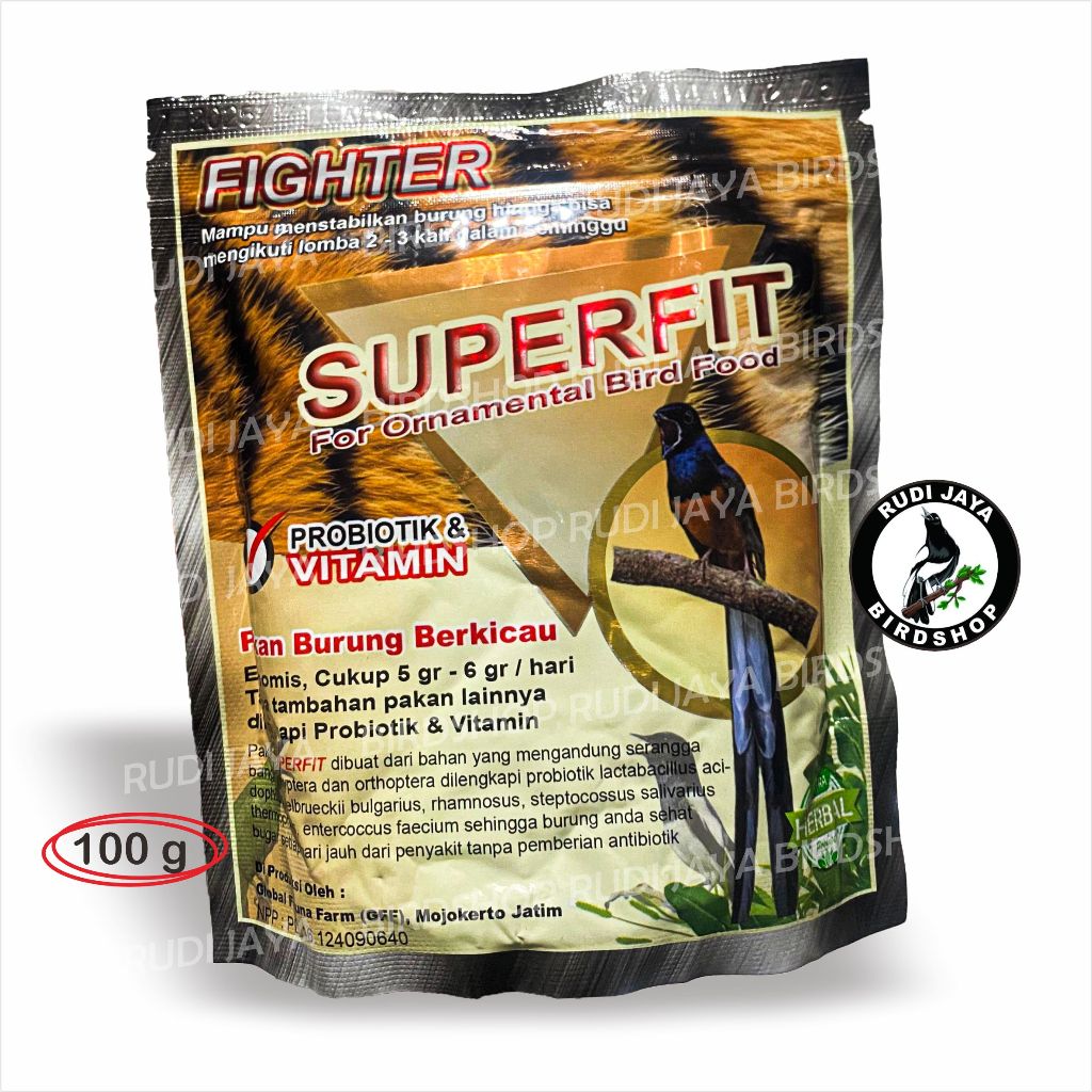 SUPERFIT FIGHTER 100 GRAM VOER PAKAN MAKANAN BURUNG MURAI KACER CUCAK HIJAU CENDET TRUCUK