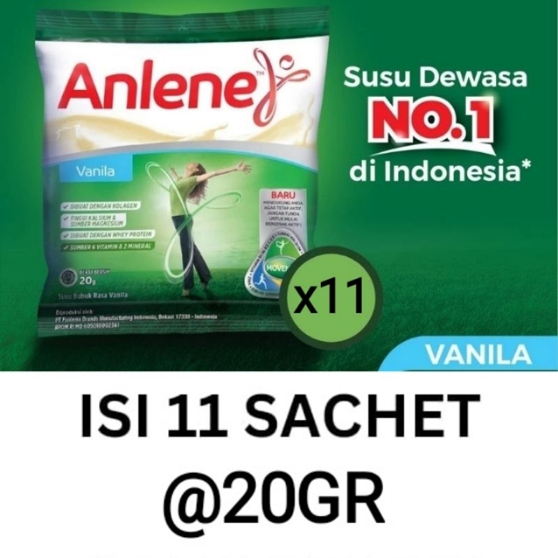 

[BARU ISI 11 SACHET] ANLENE SACHET VANILLA 20gr x 11 pcs - exp 2025