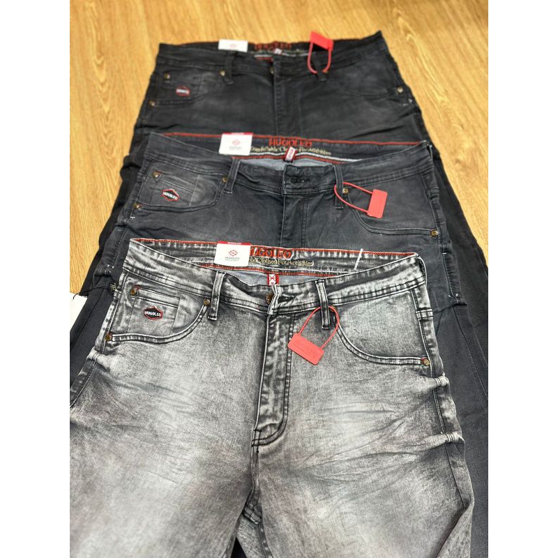 CELANA SKINI jeans pria CELANA jeans bahan karet HUGO LEO