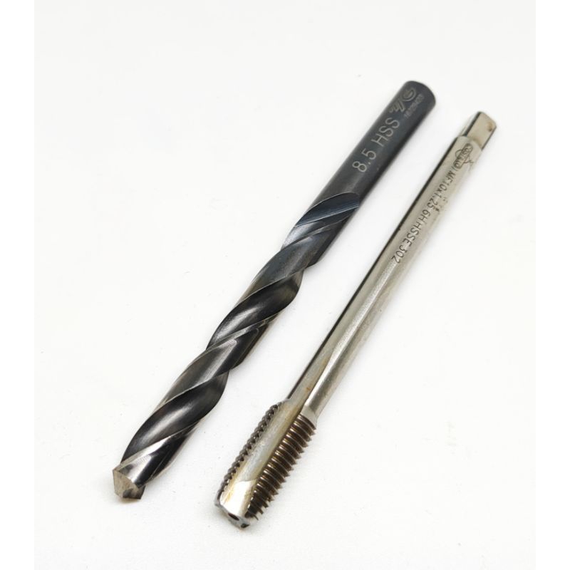 Paket tap set mata bor 8.5mm HSS YG set tap m10x1.25 Castillo untuk baut 14 Seken mulus