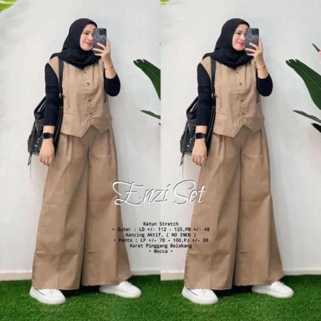 Setelan Wanita Kekinian Terbaru 2026 One Set Daily Rompi dan Celana Kulot Set Wanita Korean Style