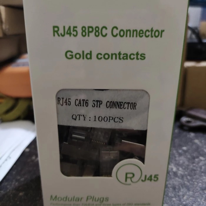 Konektor RJ45 FTP Cat 5e connector rj45 cat5e metal besi Spectra isi 50