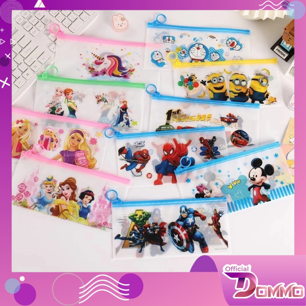 

DOMMO - D2060 Tempat Pensil Pulpen Transparan Ziplock Karakter Serbaguna Pouch Zip Lock Penyimpanan Kosmetik Pouch Zipper Pencil Case Tempat Penyimpanan Alat Tulis