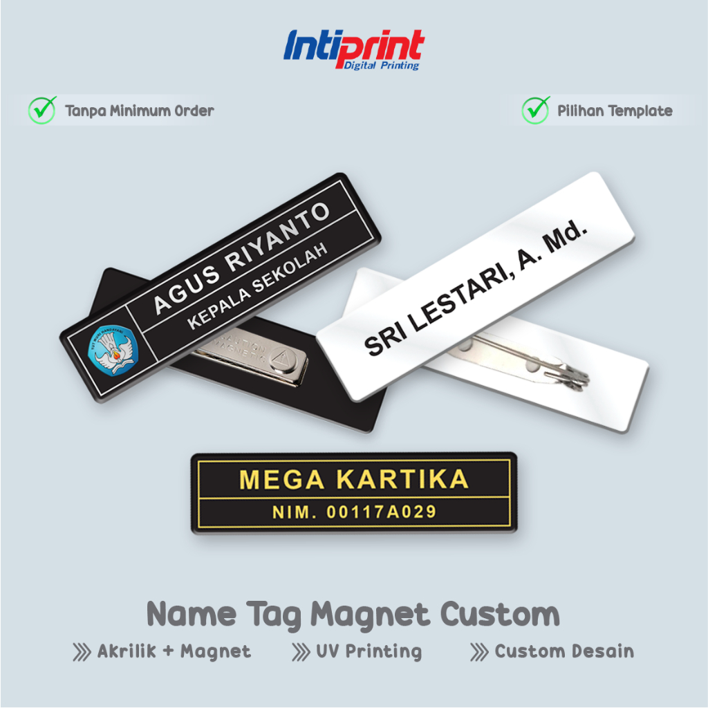 

Name Tag Custom/Papan Nama Akrilik/ Nametag Magnet Print UV Acrylic Nameplate Peniti/Magnet Pakaian