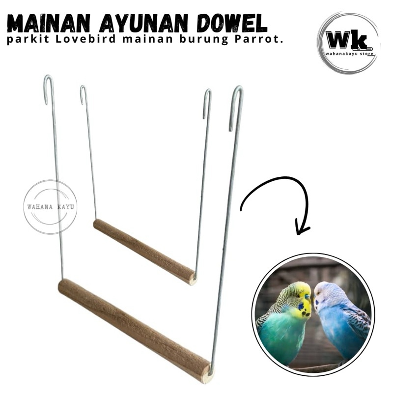 ayunan burung dowel jati 12mm | mainan ayun burung parrot