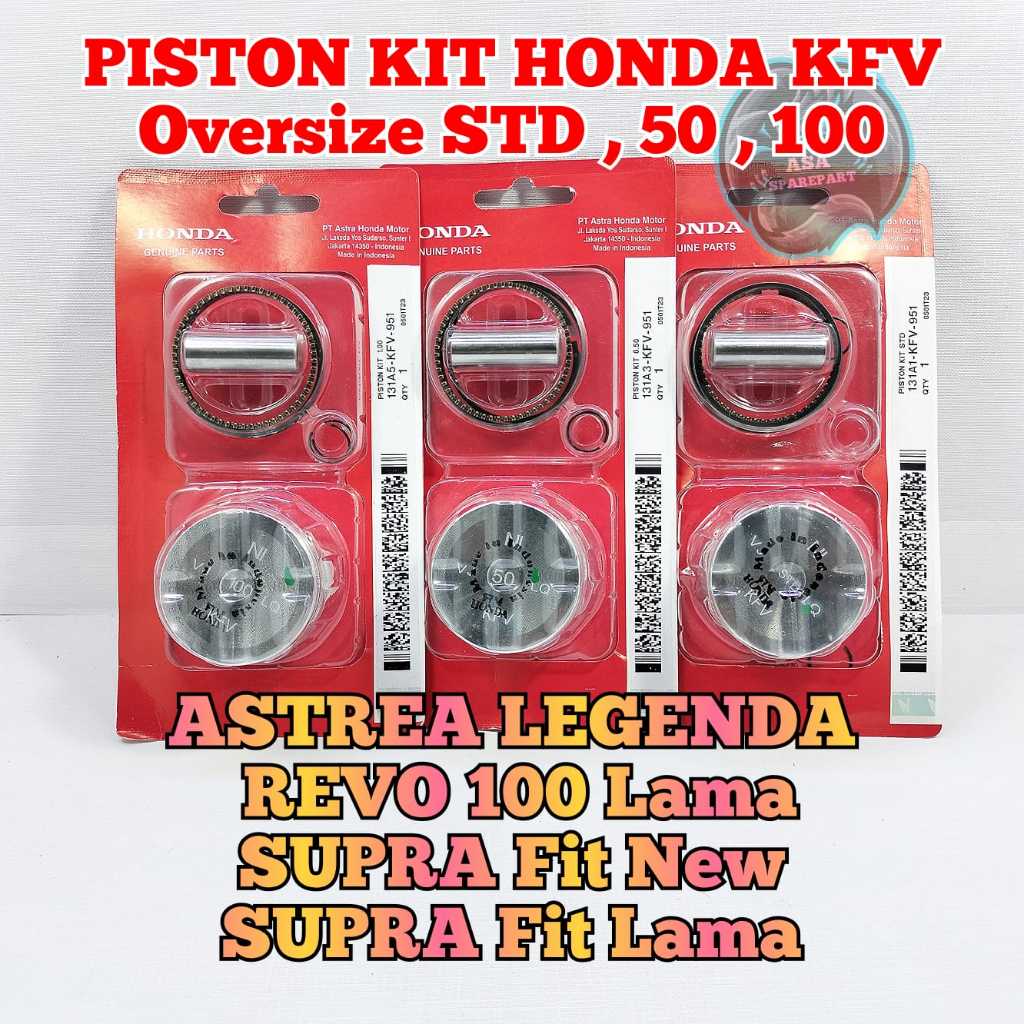 Piston Kit set KFV Asli Original Motor Honda Astrea Legenda , Supra Fit New , Supra Fit X , Revo Lam