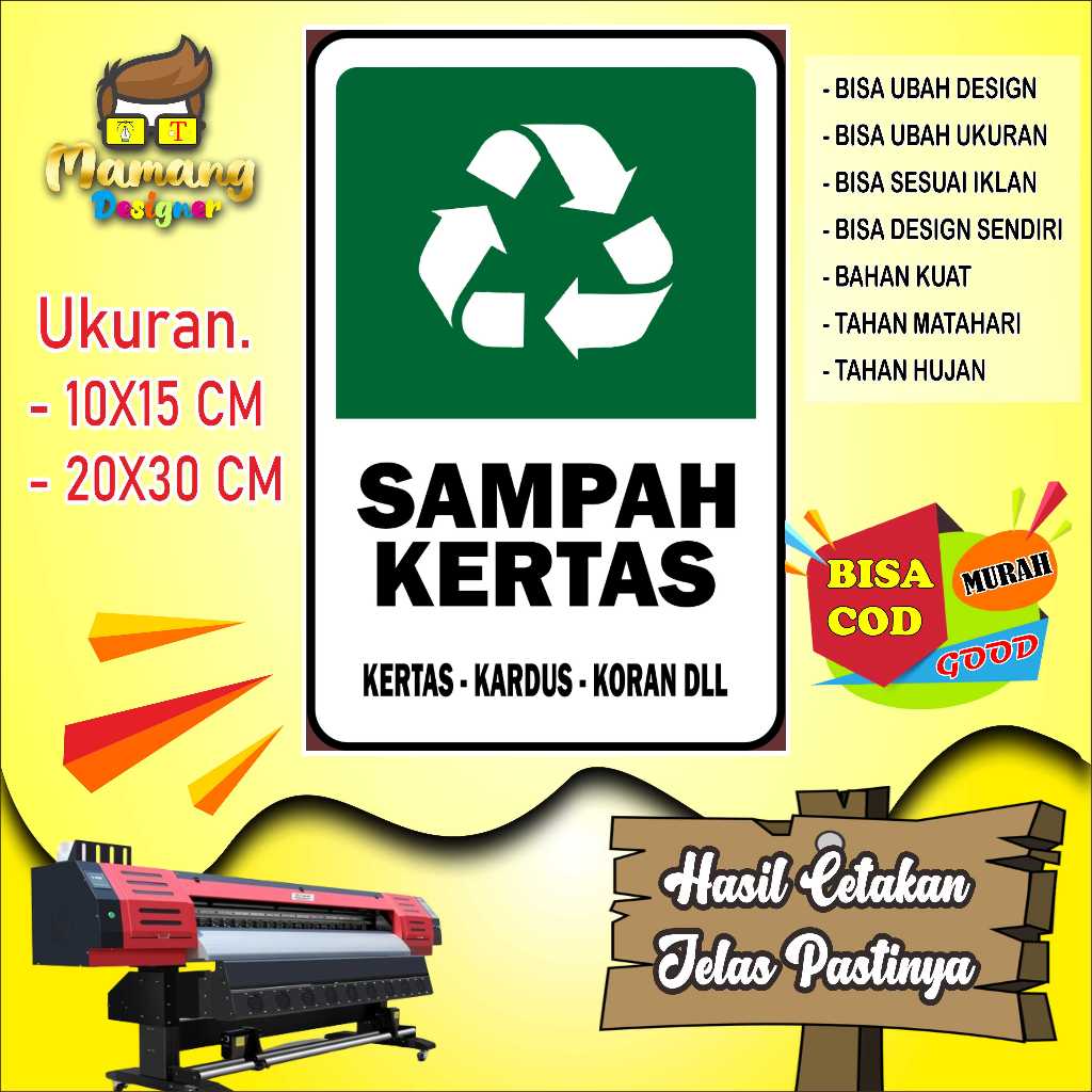 

Cetak Sticker Model Terbaru Untuk Sampah Jenis Kertas Hijau