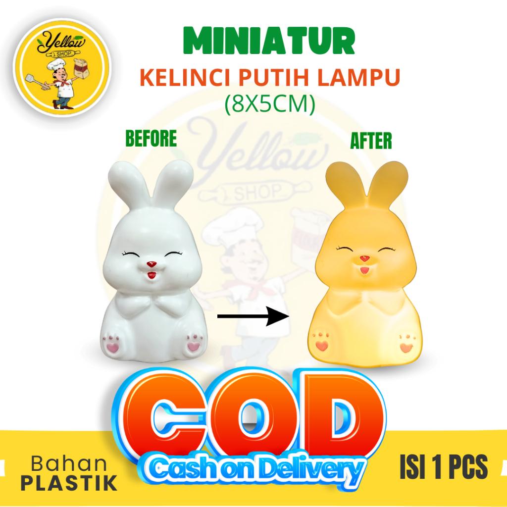 MINIATUR KELINCI PUTIH LAMPU /HIASAN KUE /PCS