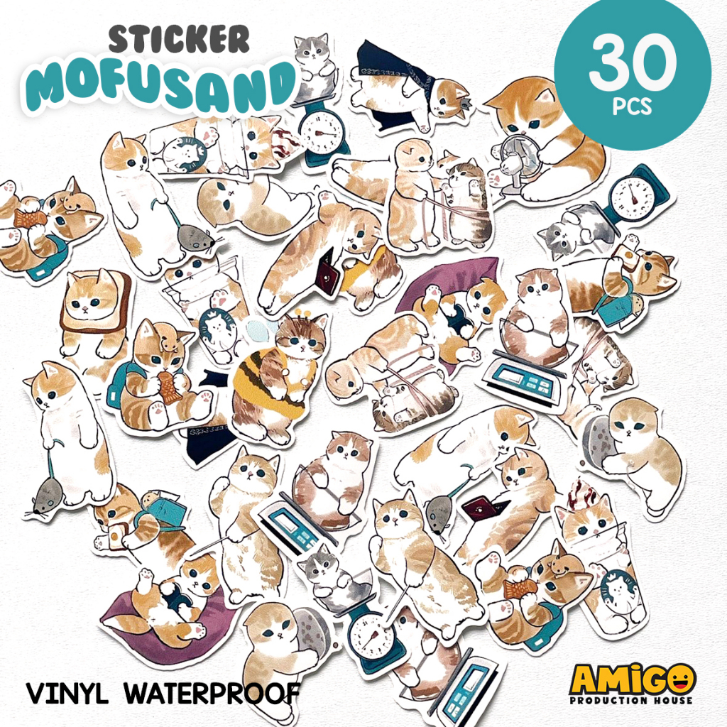 

Sticker Mofusand Anti Air Vinyl Waterproof Kucing Lucu stiker cat