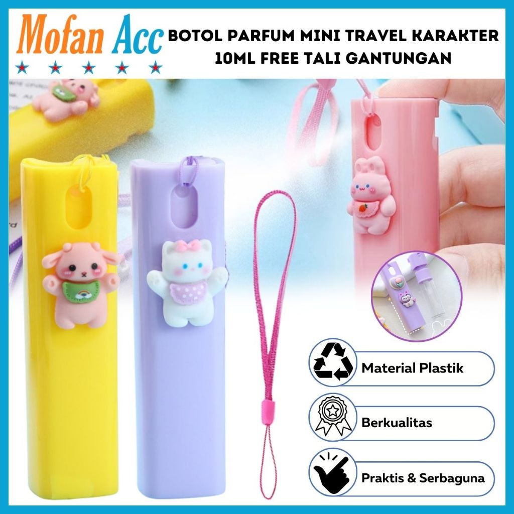 Botol Parfum Mini Travel 10ml Karakter Lucu / Spray Bottle Plastik Wadah Isi Ulang Minyak Wangi Hand