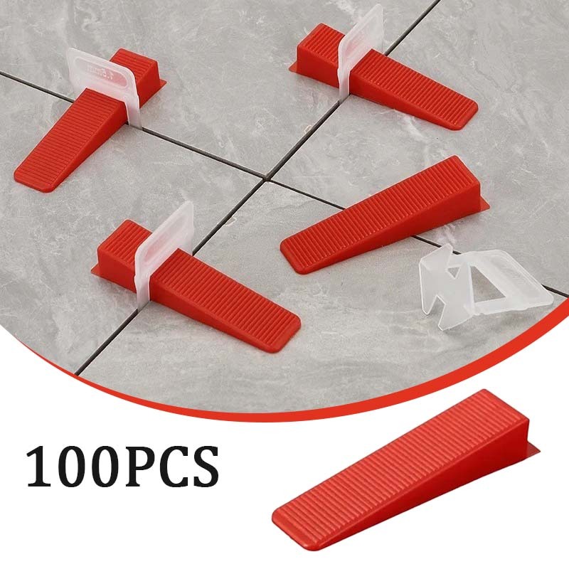 100 Pcs Alat Perata Keramik Wedge  Tile Leveling Keramik Perata Keramik  Slot Merah Tile Leveling