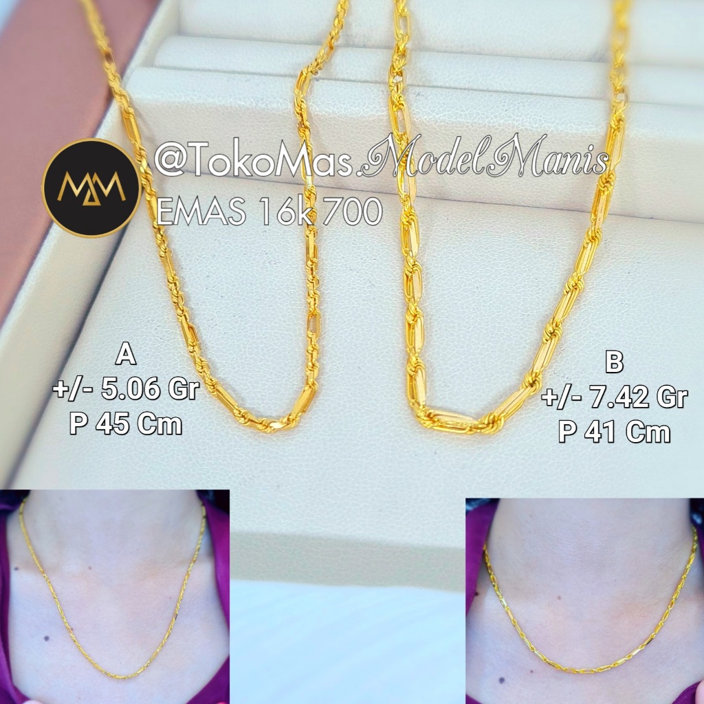 Kalung Tambang Variasi Kuning 700 kadar 16k