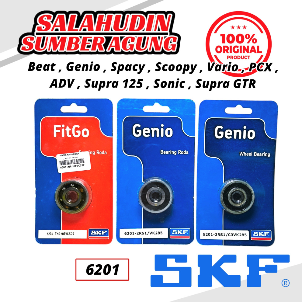 SKF Laher Bearing 6201 Roda Depan Beat Scoopy Spacy Vario 110 125 150 Pcx Adv Supra 125 GTR Sonic