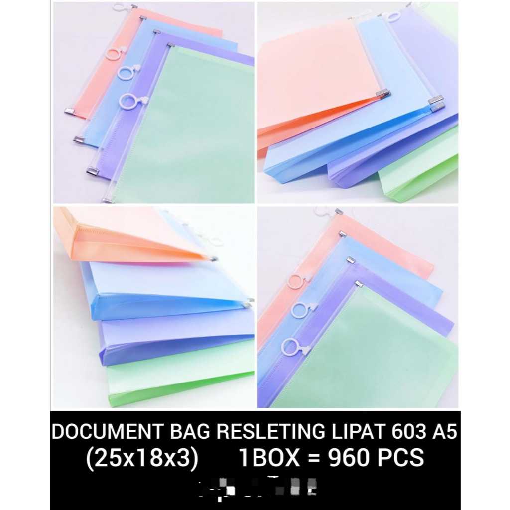 

map zipper dokumen zipper pvc pastel vanco ukuran B6 / A5 / A4 / B4 kode 601 sd 604 satuan tempat pensil zipp