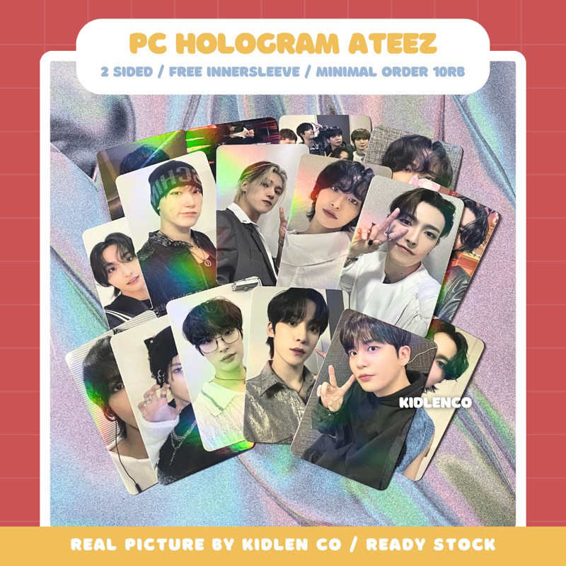 random ateez photocard holo 2 sisi ♡ selca atiny pc hologram unofficial premium ♡ koleksi kartu kpop