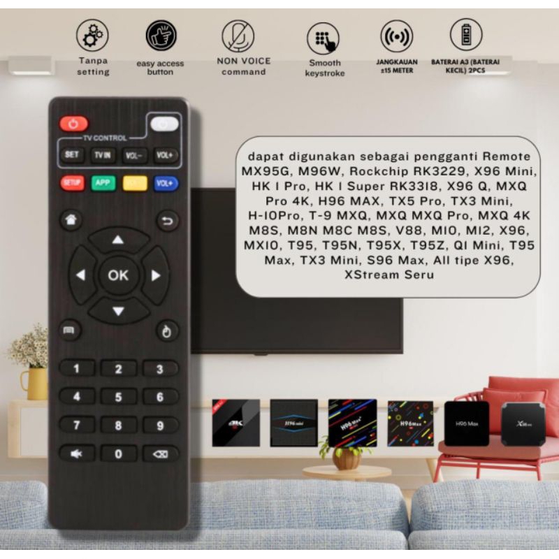 REMOT ANDROID TV BOX STB - 11 /Remot MXQ/MXQ4K/MXQPRO/MXQ PRO4K/MX 10/H96/T95/TX/X9/Q1 MINI/S96/MAX 