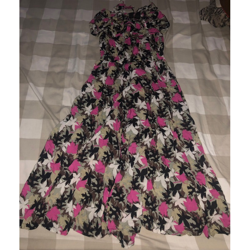 Preloved I Dress Jumpsuit Overall Playsuit Pita Bow Renda Grey Abu Daun Leaf Pink White Putih Black 