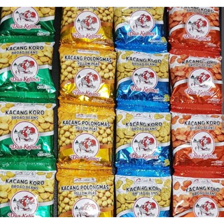 

Kacang Polong Dua Kelinci Renceng isi 10 pcs Original Ayam Bawang BBQ Snack Cemilan Kacang Enak