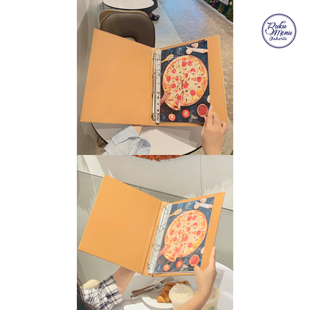 

YU Buku Menu Jakarta - Buku Menu Kulit Ring Binder 4 lubang dan 6 lubang Isi plastik Coklat Muda,