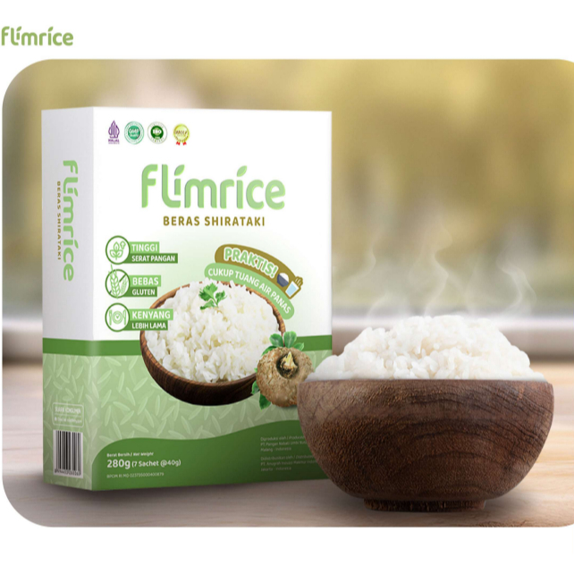 

Flimrice Nasi Shirataki (Nasi Diet) - 1 box isi 7 sachet 280 gr Beras Instan