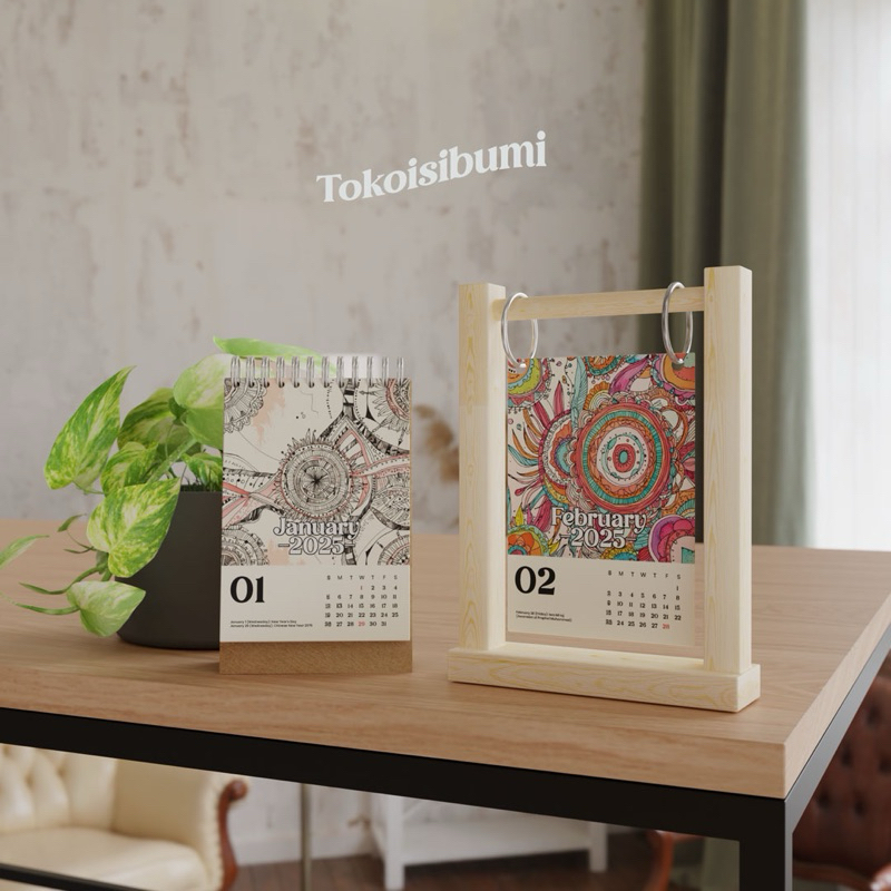

Kalender Meja Kalender Hanging Kayu A6 2025 - Boho Abstrak
